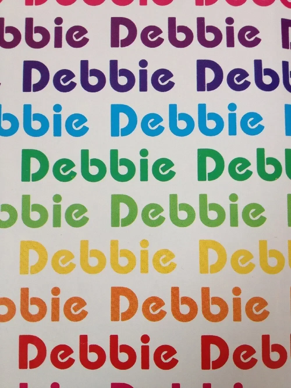 Vtg 80s Graphic Name Debbie Rainbow Colored Birthday Wrapping Paper 1982 Mark I